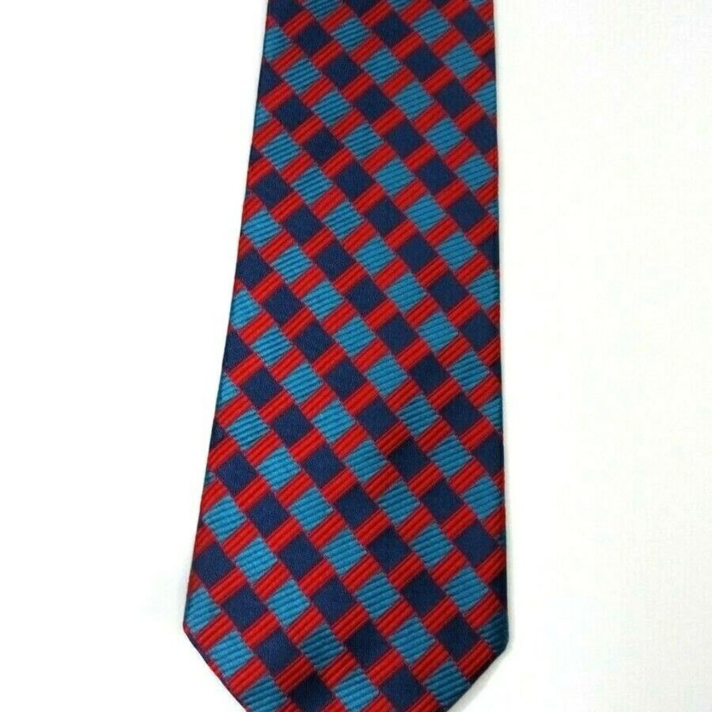 Cachi Taylor Red Blue Geometric Silk Tie